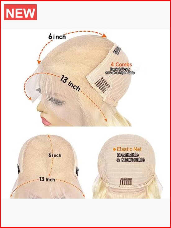 613 HD Lace Frontal Wig Human Hair 13x6 180 Density Pre Plucked Bleached Knots main image 4